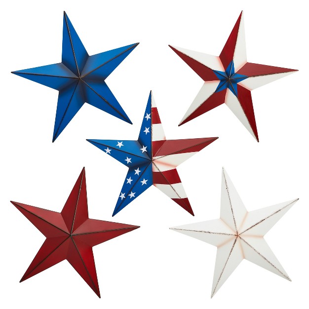 5 Pack Patriotic Texas Star Rustic Metal Outdoor Wall Home Decor For Patio Porch Garden 12 X 12 In