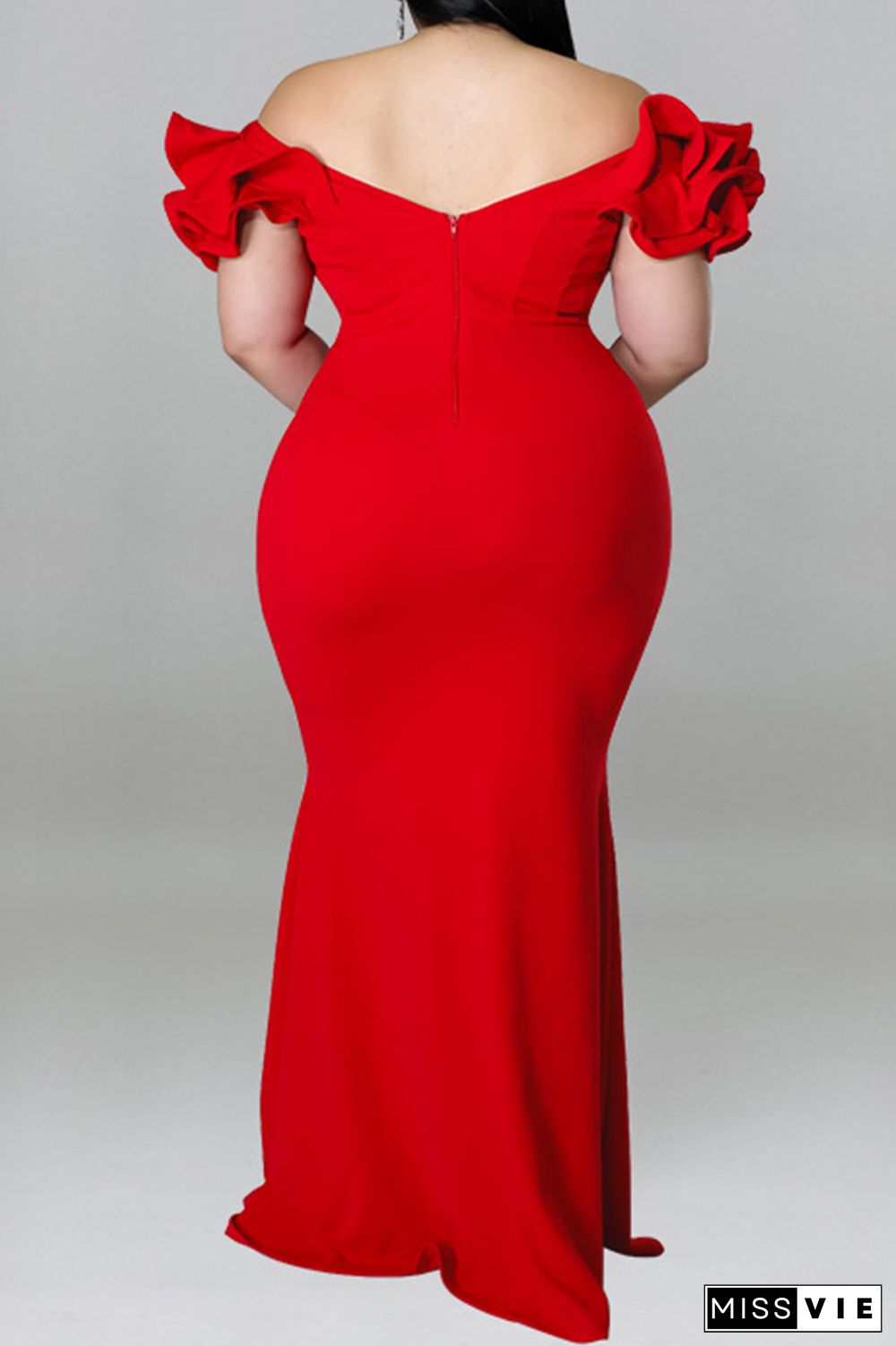 Formal Solid Patchwork Off the Shoulder Long Plus Size Dresses