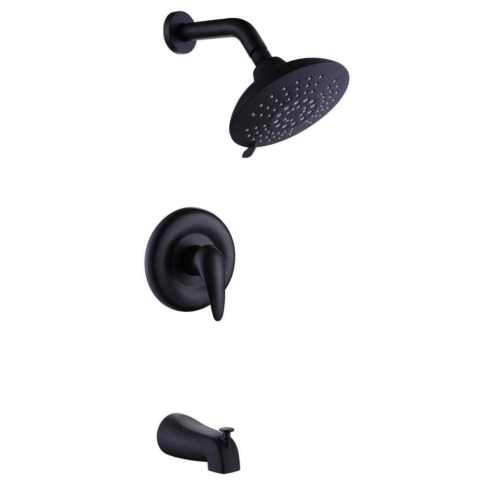 CASAINC SingleHandle 5Spray Tub and Shower Faucet with 2 GPM 6 in Shower Head in Matte Black