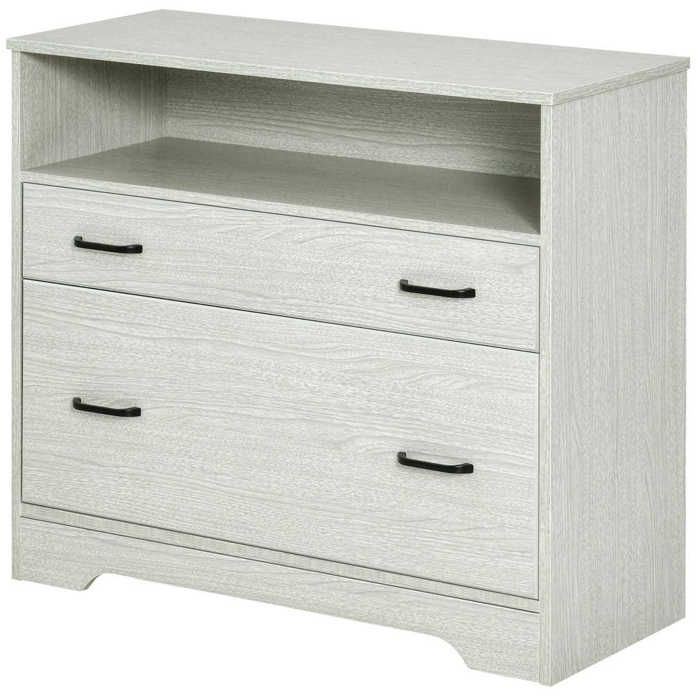 Vinsetto Grey Lateral File Cabinet with 2-Drawers Fits Letter Sized Papers 924-047GY