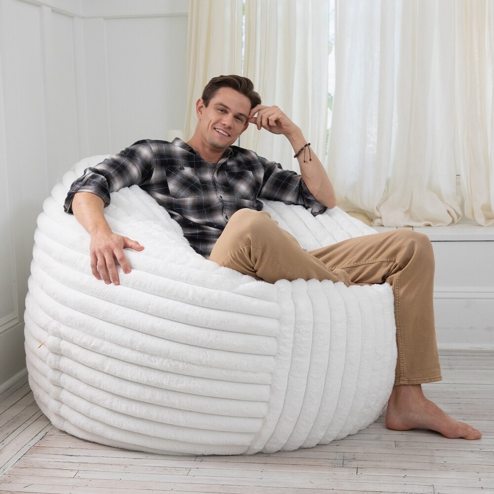 Jaxx Saxx 5 Foot Large Bean Bag Chair w/ Removable Cover for Adults  Mondo Fur