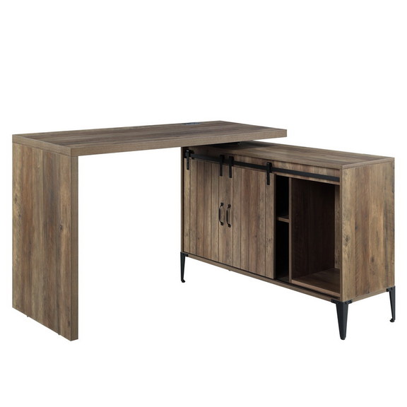 ACME Zakwani Writing Desk w/USB Desk  Rustic Oak  ...