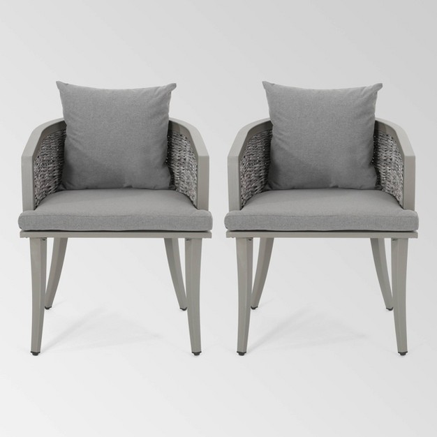 Pebble Set Of 2 Wicker Boho Club Chairs Gray Christopher Knight Home