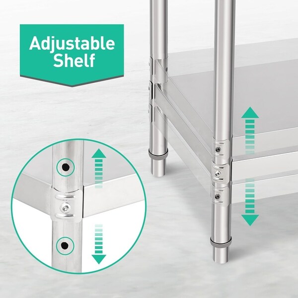 Stainless Steel Table for Prep and Work 48 x 30 x 35 Inch