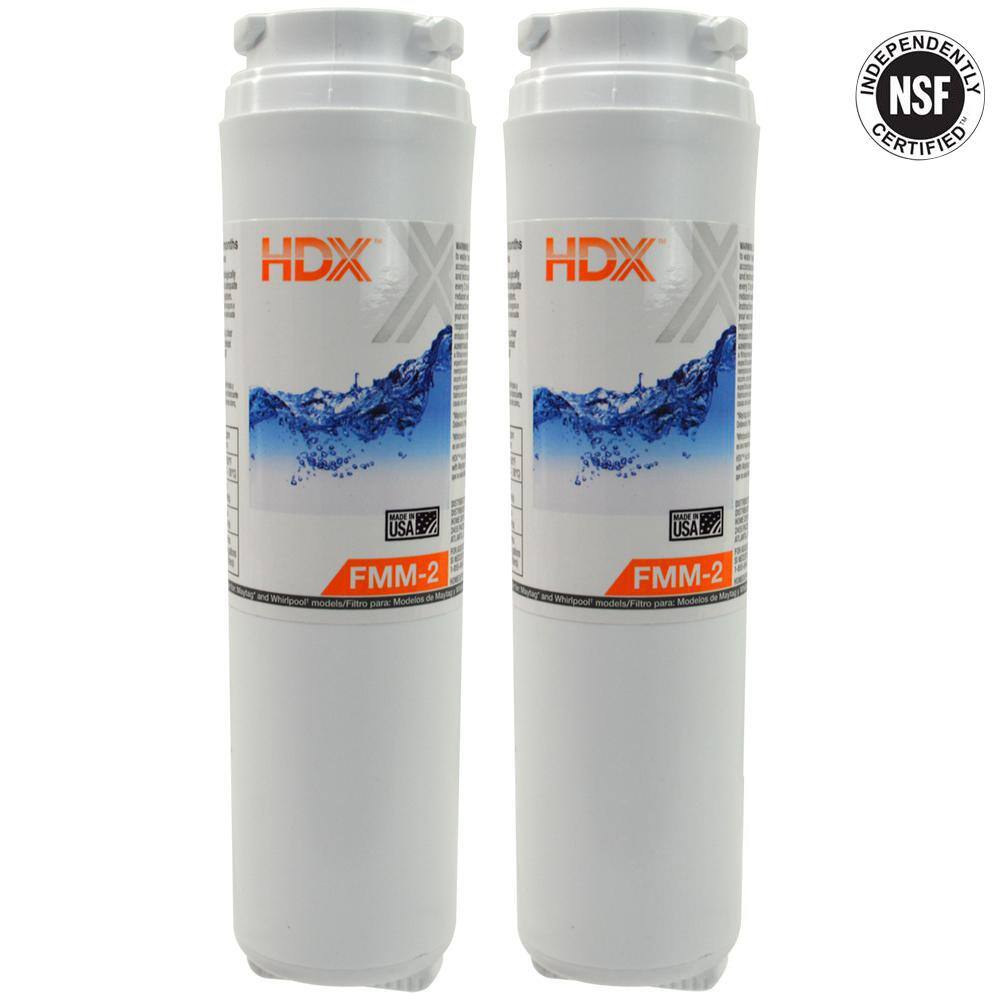 HDX FMM-2 Premium Refrigerator Water Filter Replacement Fits Whirlpool Filter 4 (2-Pack) 107045