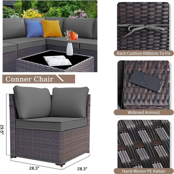 Kullavik Patio Furniture Set Sofa 6Piece Wicker Sectional Sofa Set，Outdoor Furniture Rattan Patio Sofa Conversation Set