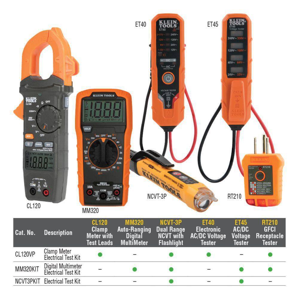 Klein Tools Digital Multimeter Electrical Tester Set MM320KIT