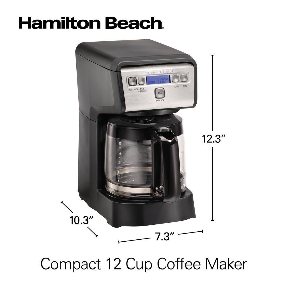 Hamilton Beach Compact 12-Cup Black Programmable Drip Coffee Maker 46200