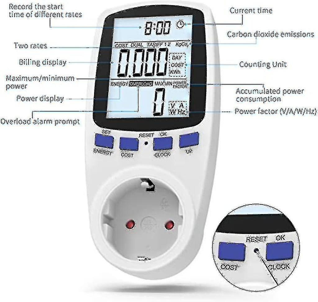 Energy Cost Meter， Digital Energy Cost Meter Electricity Meter With Large Lcd Screen And Electricity