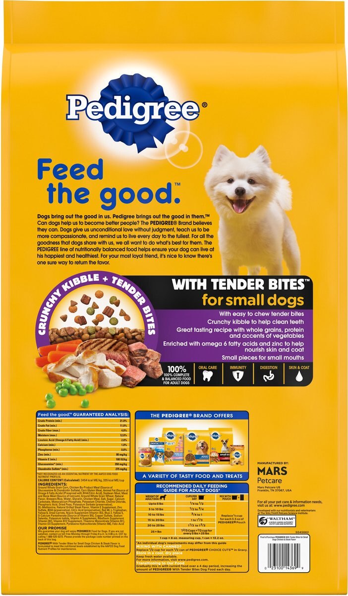 Pedigree Tender Bites Complete Nutrition Chicken and Steak Flavor Small Breed Dry Dog Food