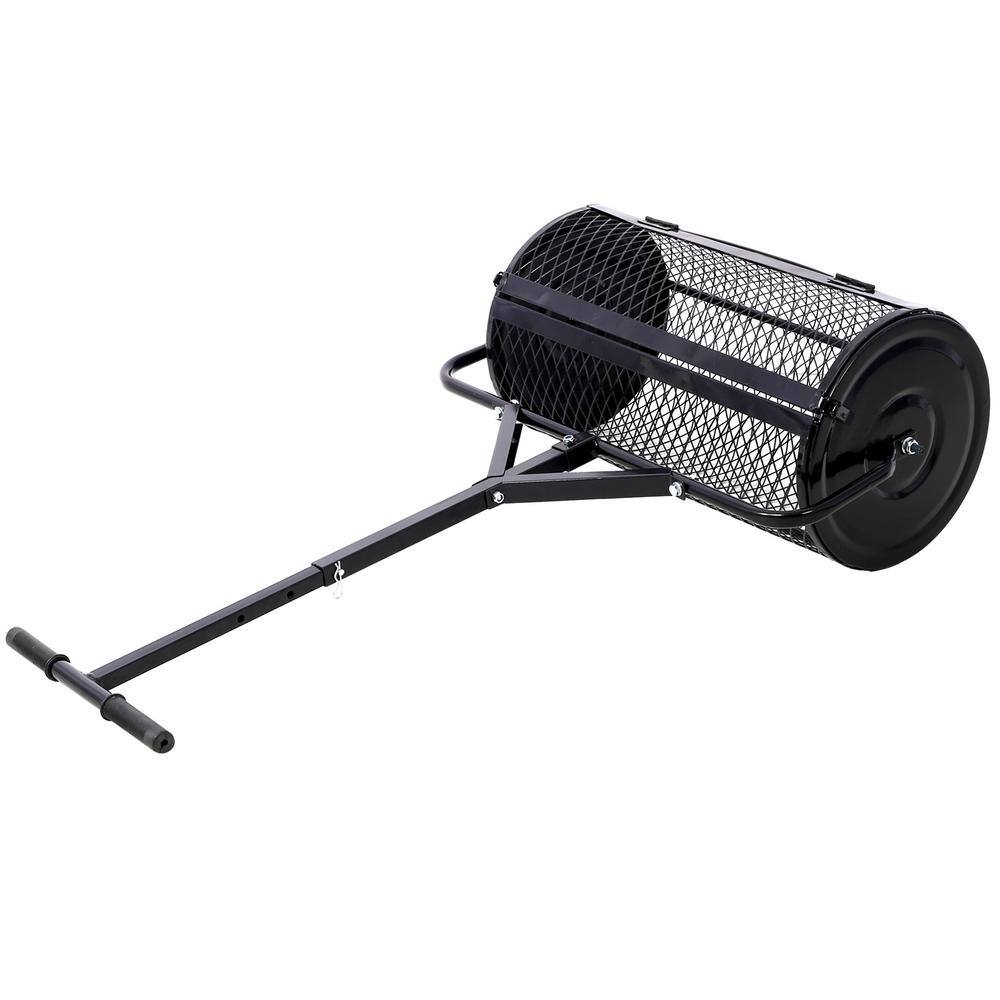 Cesicia 24 in. T Shaped Handle Metal Mesh Peat Moss Spreader Compost Spreader in Black M23od526Mc03