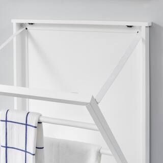 StyleWell 42 in. H x 24 in. W x 2 in. D White Wood Collapsible Laundry Wall Rack 19MJE2941