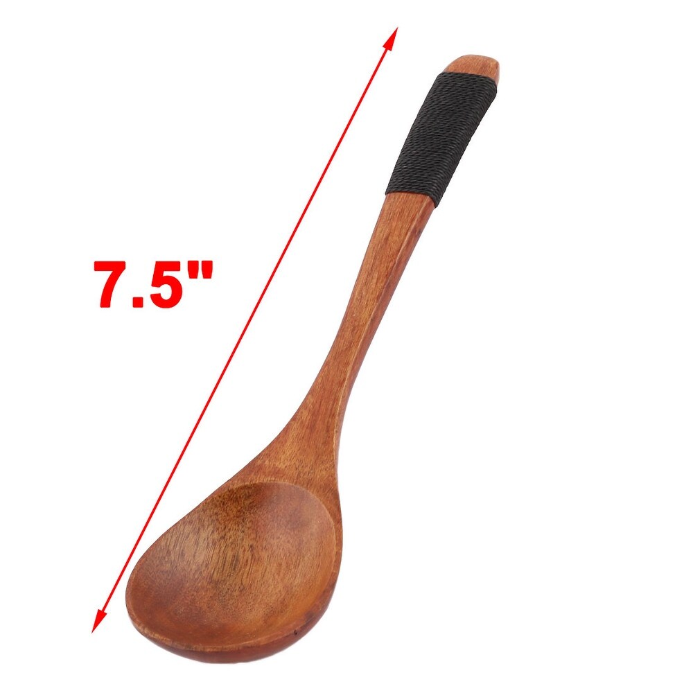 Kitchen Utensil Wood Soup Porridge Rice Serving Spoon Scoop Brown 19cm Length