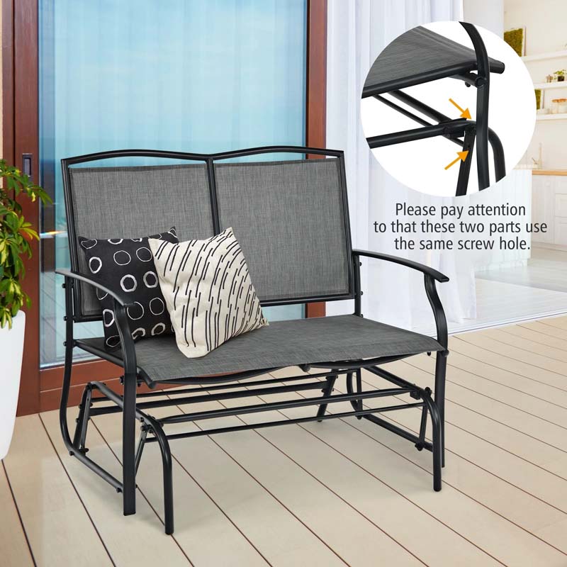 Weatherproof 2-Person Patio Swing Glider Bench Outdoor Rocking Lounge Chair Loveseat Rocker