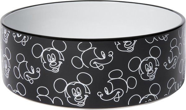 Disney Mickey Mouse Black and White No-Skid Ceramic Dog and Cat Bowl