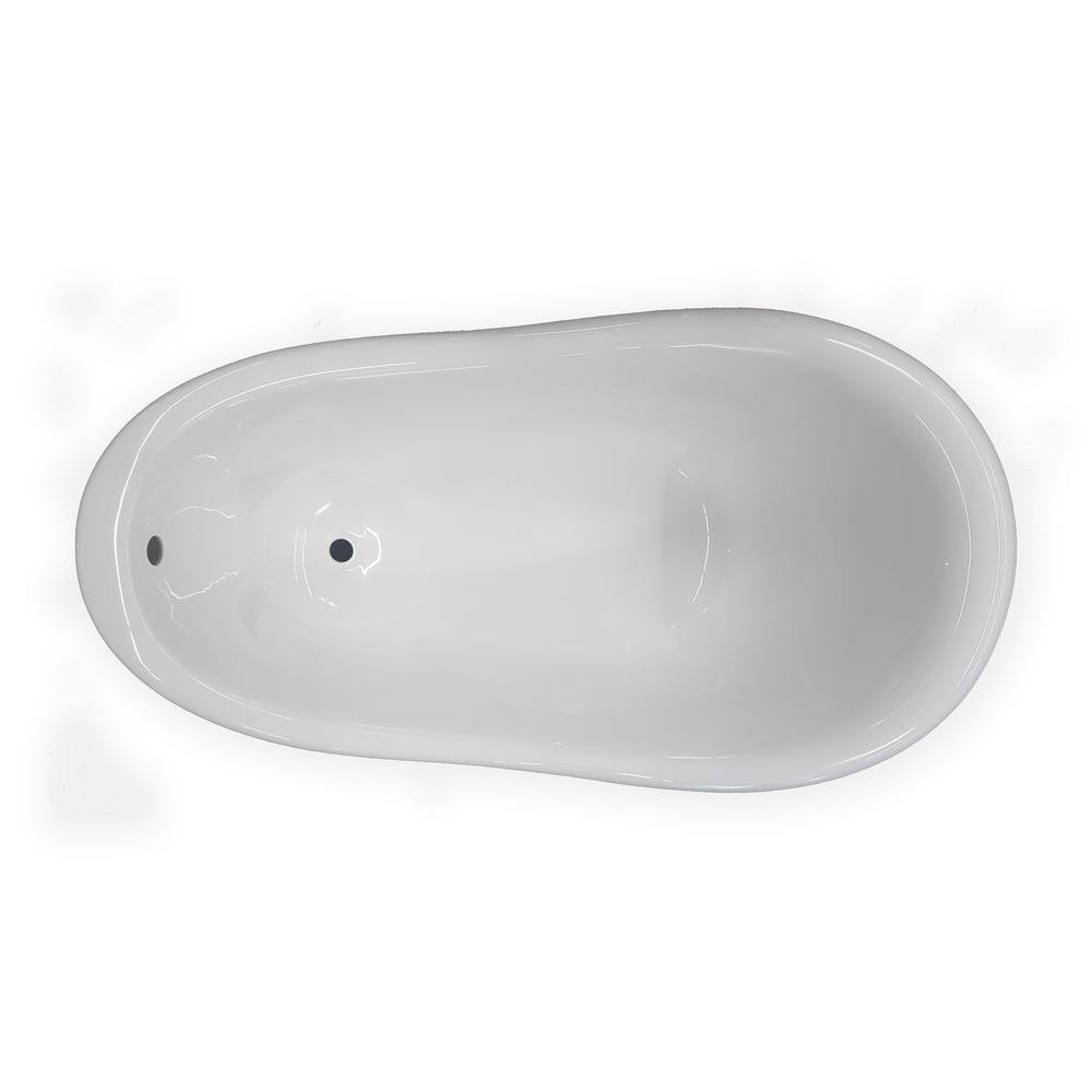 American Bath Factory Chelsea 60 in. Acrylic Slipper Clawfoot Bathtub Package in White with Old Bronze Imperial Feet and Deck Mount Faucet HD-CC-SC-C-OB