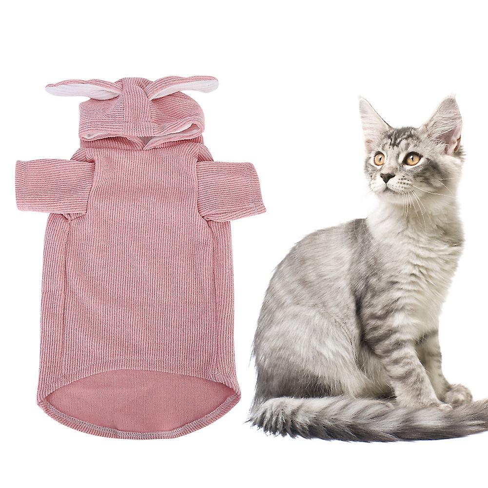 Pet Cat Small Dog Costumes Rabbit Ear Shape Clothes Keep Warm Hooded Design For Autumn And Winterpink Xl