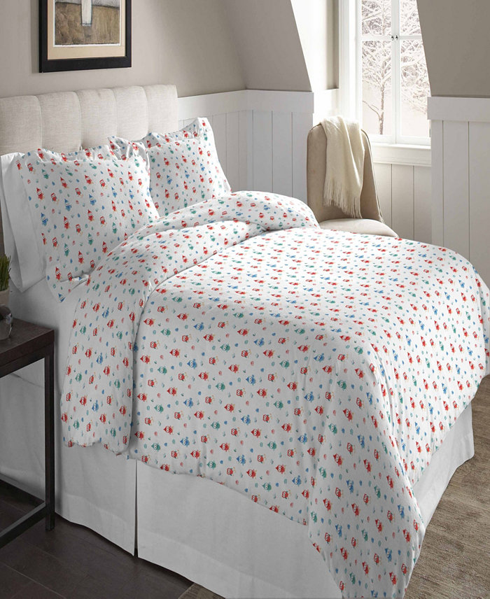 Pointehaven Owl Superior Weight Cotton Flannel Duvet Cover Set， Twin Twin XL