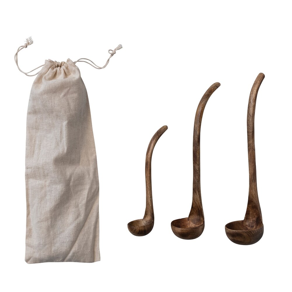 Wood Ladles in Drawstring Bag   2.5\