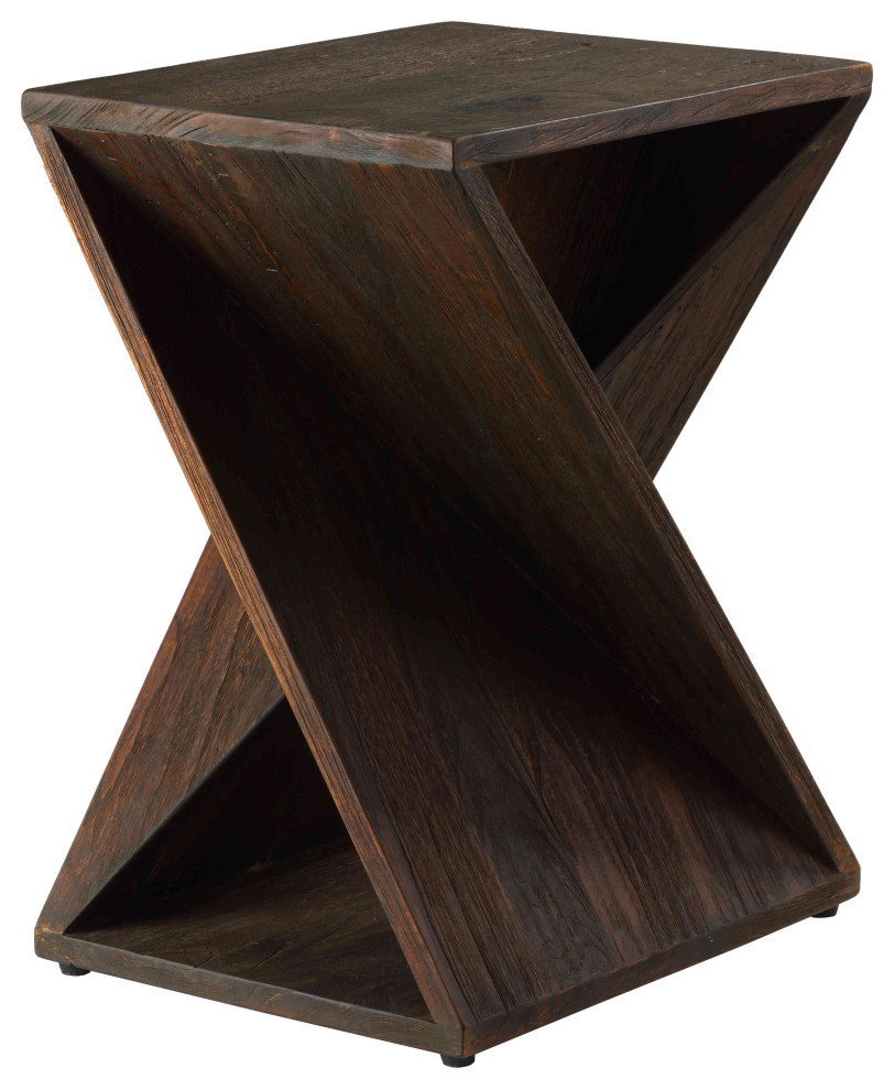 Bare Decor Twister End Table  Reclaimed Solid Teak Wood  Brown   Transitional   Side Tables And End Tables   by CozyStreet  Houzz