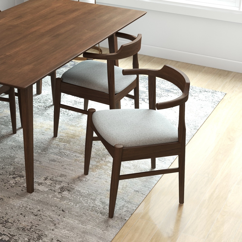 Zidane Grey Fabric and Medium Brown Wood Dining Chairs (Set of 2)   0