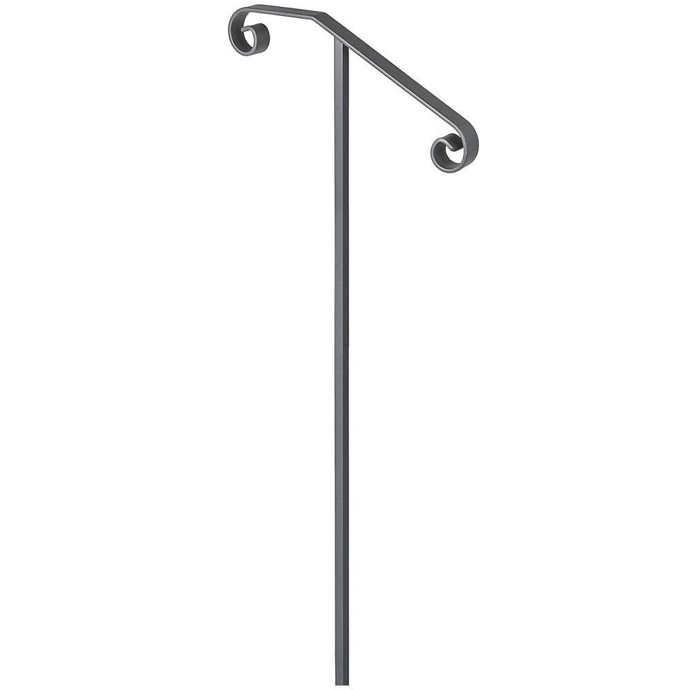 VEVOR Single Post Handrail Wrought Iron Post Fits 1 or 2 Steps Handrails for Outdoor Steps Gray LTFSSHSWDZJSFS001V0