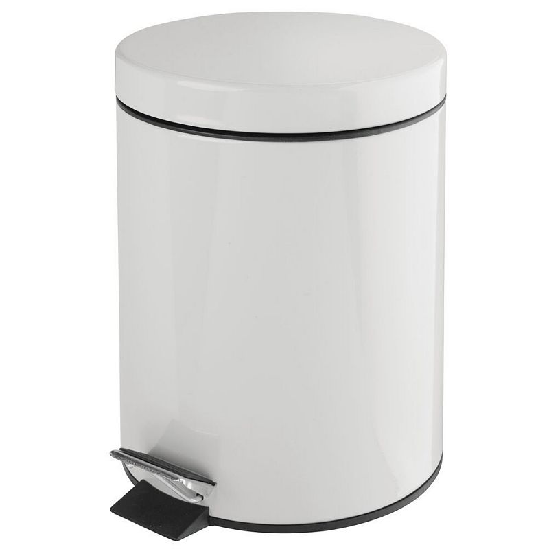 mDesign 5L Metal Round Step Garbage Trash Can with Removable Liner and Lid