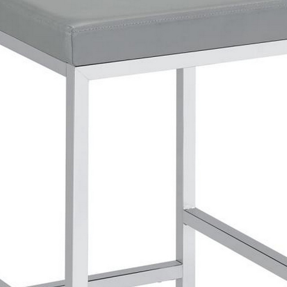 Vanity Stool With Leatherette Seat and Tubular Frame  Gray   Contemporary   Vanity Stools And Benches   by VirVentures  Houzz