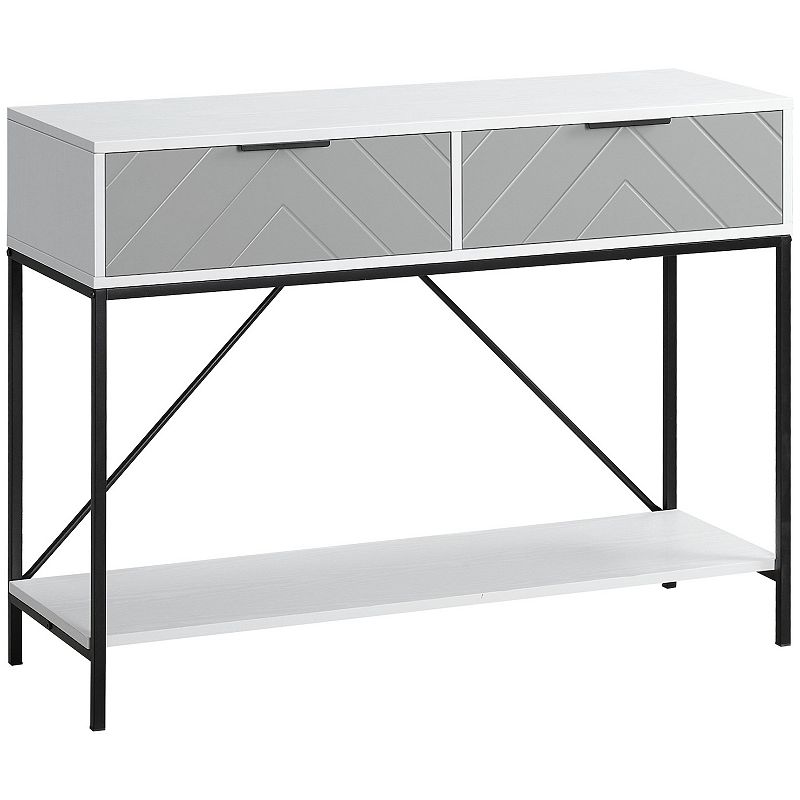 HOMCOM Modern Console Table with 2 Drawers and Open Shelf， Sofa Table for Entryway， Living Room and Hallway， White