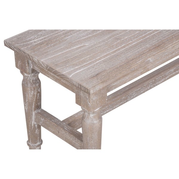 White Washed Mindi Wood Bench