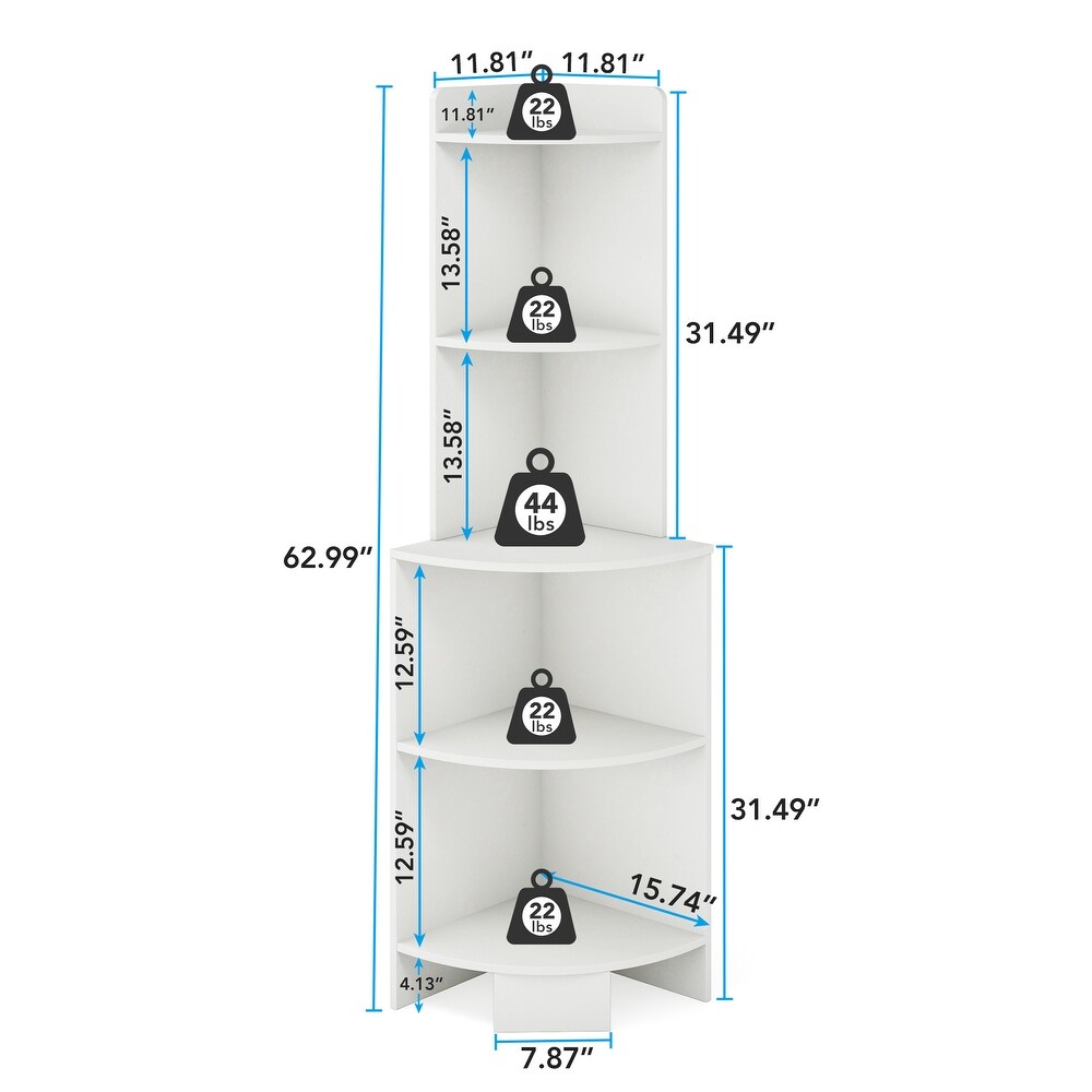 60 Inch Tall Corner Shelf  5 Tier Small Bookcase  Industrial Plant Stand for Living Room  Bedroom  Home Office