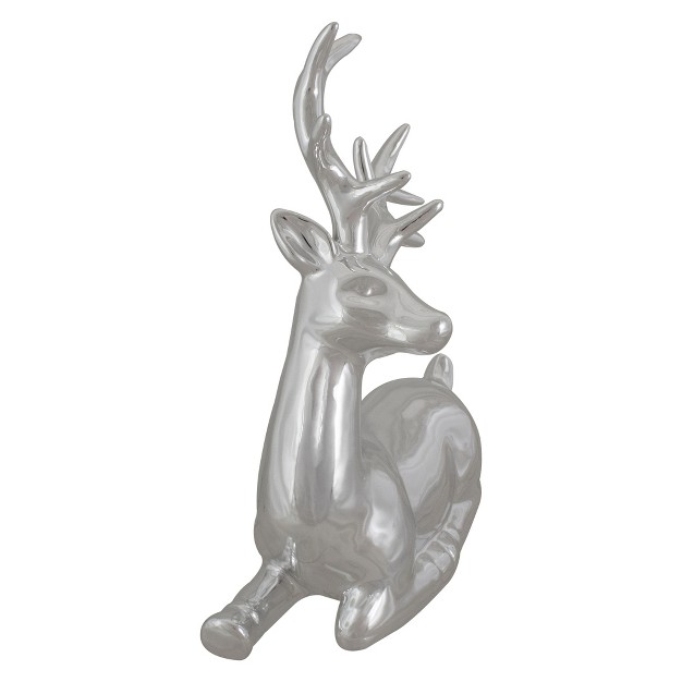 Metallic Silver Sitting Reindeer Christmas Tabletop Decor