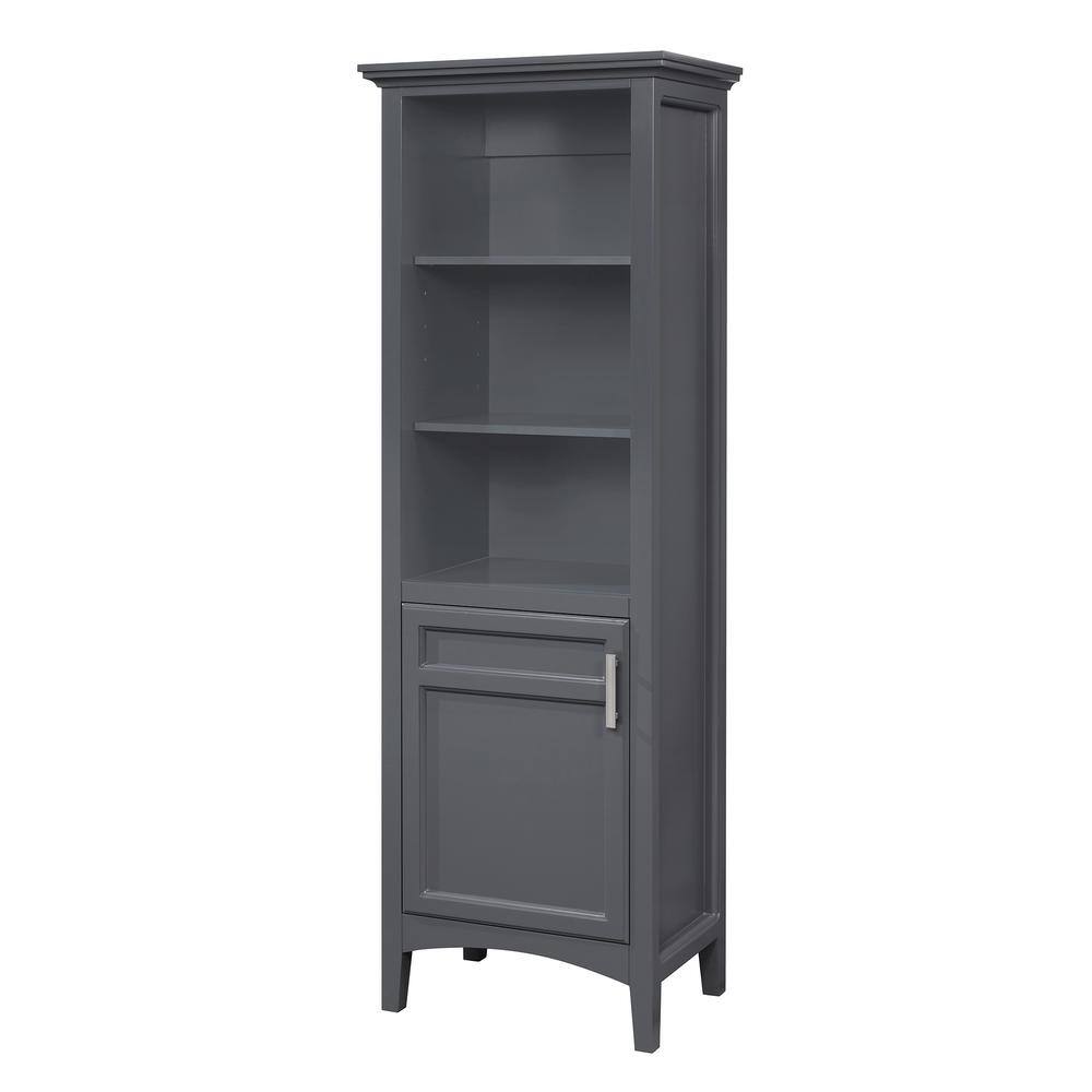 Home Decorators Collection Sassy 24 in. W x 16 in. D x 72 in. H Gray Linen Cabinet in Dark Charcoal Sassy LC-C