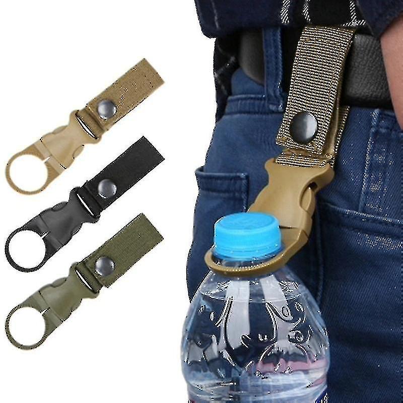 2pcs Outdoor Beverage Water Bottle Hooks Outdoor Tactical Nylon Braided Strap Clips Carabiner Portab