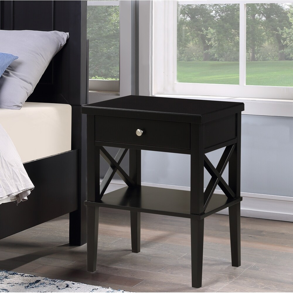 Madison Double Bed Table Simple Side Table with 1 Drawer and Open Shelving Small Bedroom Dresser Accent Table Chair Side