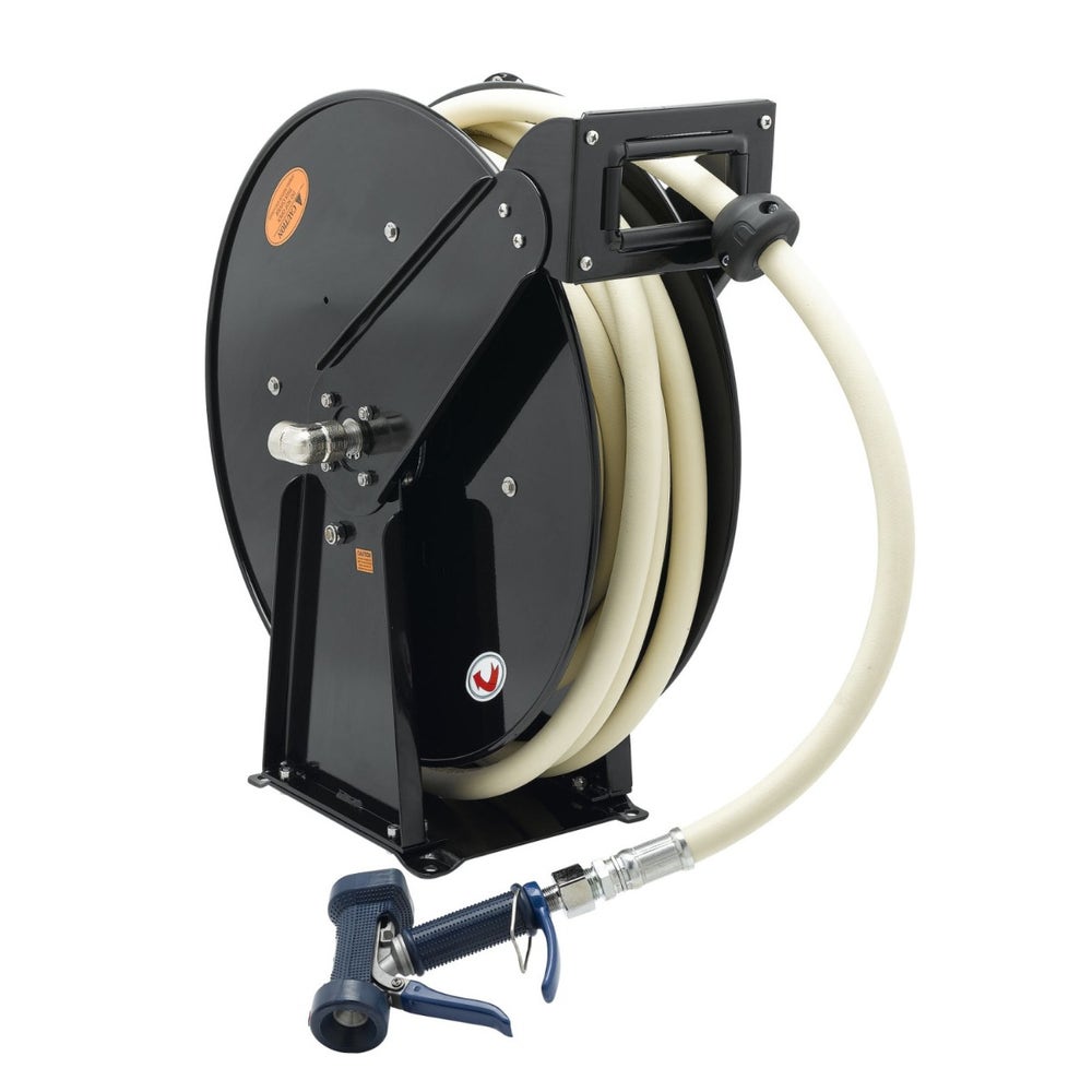 TandS B-7245-06 Open Epoxy-Coated Hose Reel with 50-Foot Hose and Front Trigger Water Gun