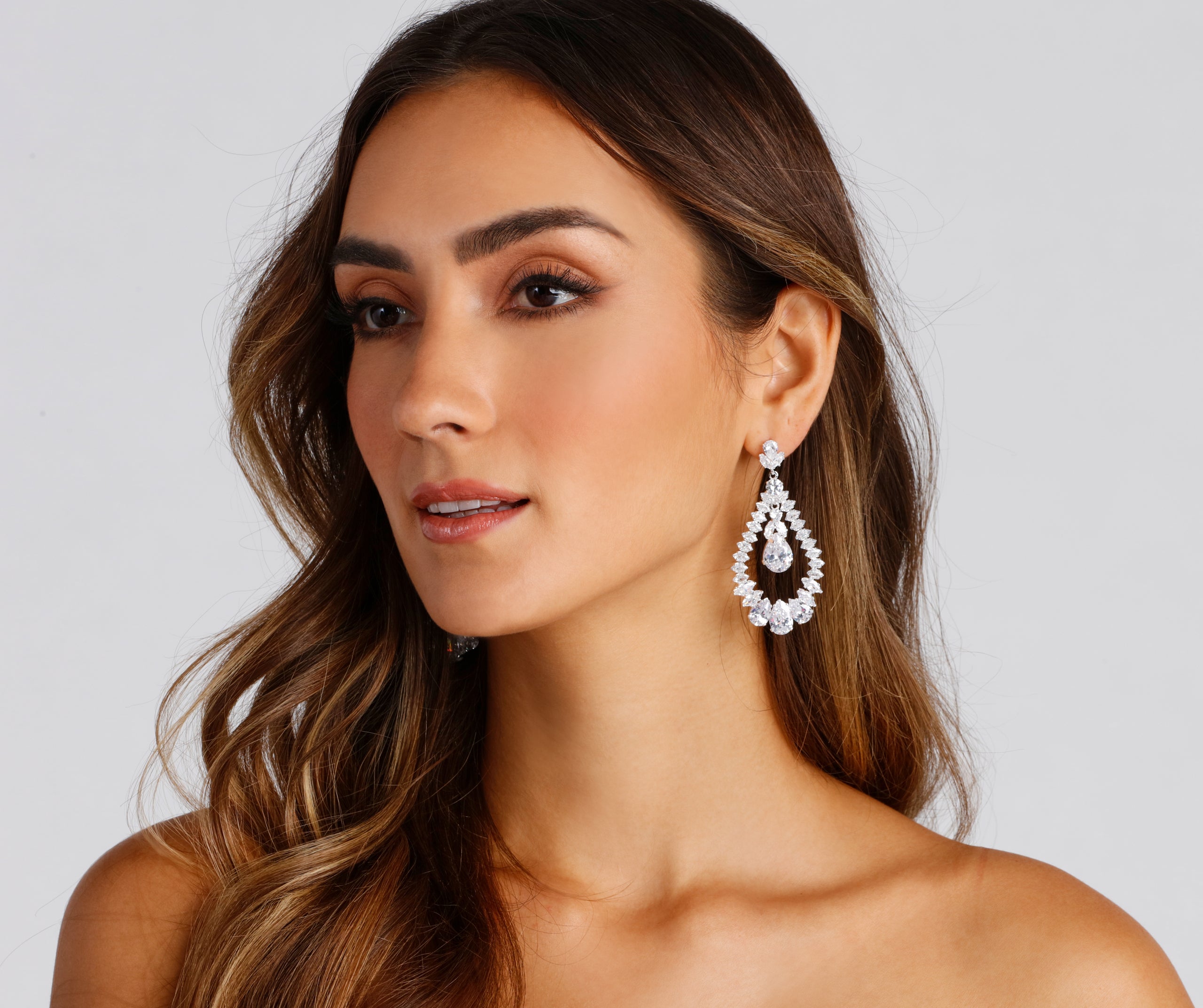 Shine And Stun Cubic Zirconia Teardrop Earrings