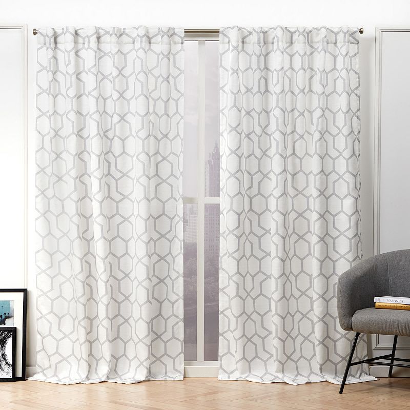 Nicole Miller NY 2-pack Hexa Geometric Print Hidden Tab Top Window Curtains