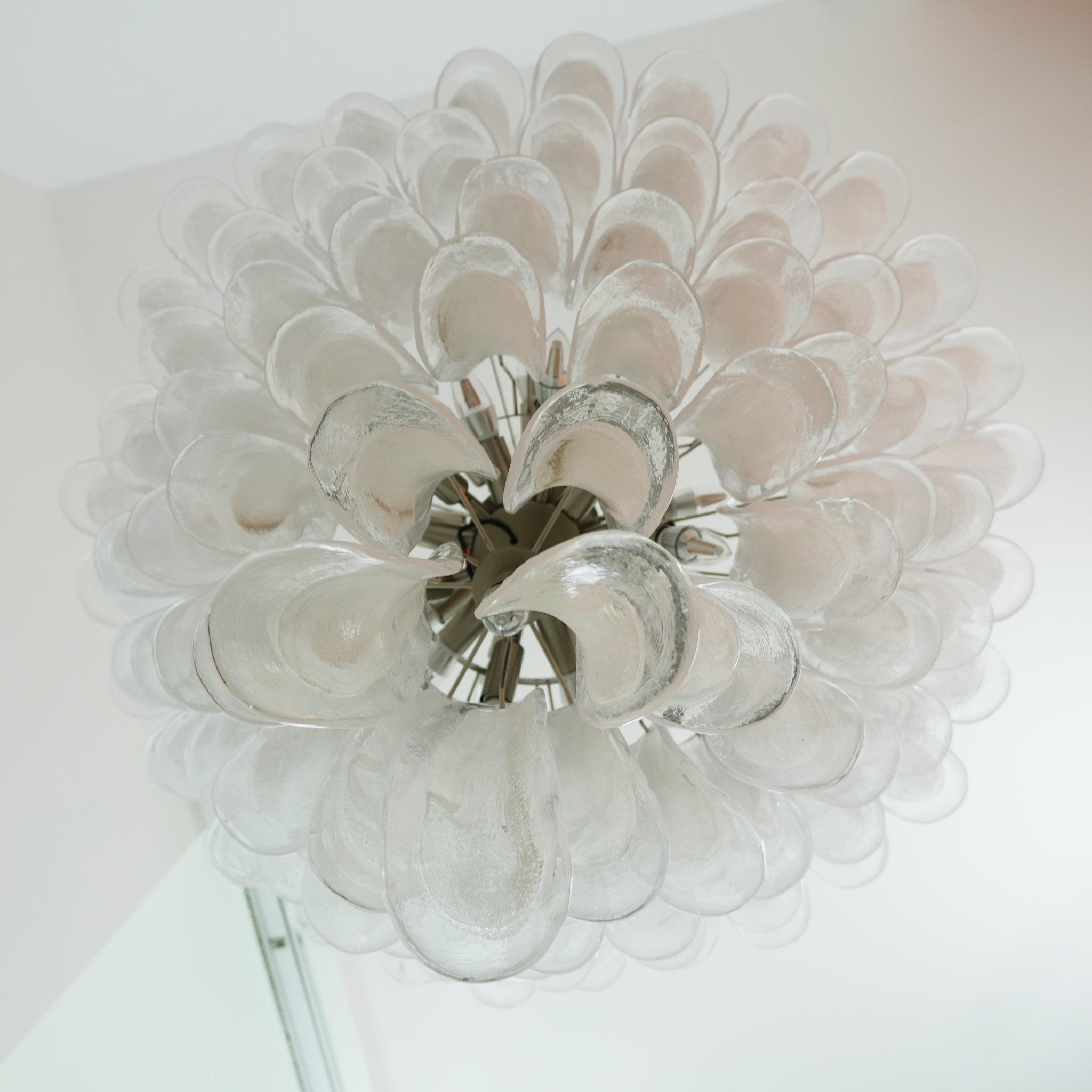 Murano White Glass Petals Chandelier