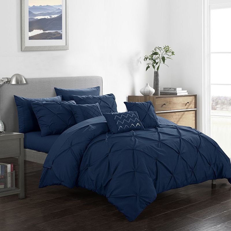 Chic Home Hannah Navy Twin 8pc Comforter Set