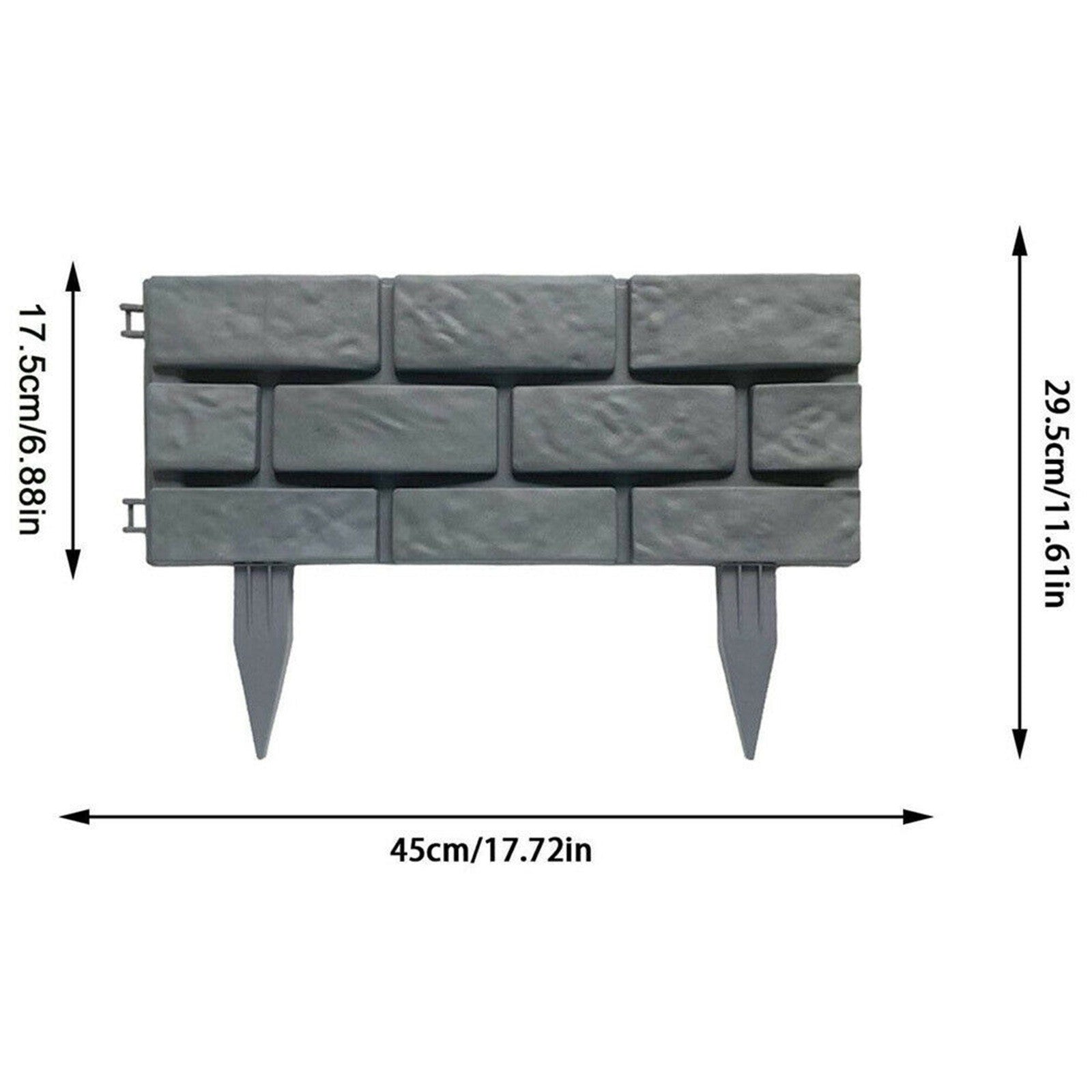 Egmy Plastic Brick Effect Lawn Garden Edging Fence Plant Shrub -Path Fencing Border