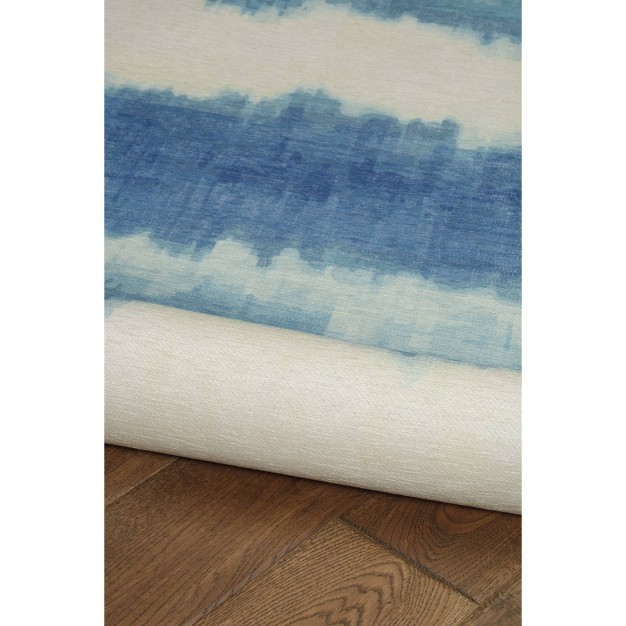 Danton Washable Outdoor Rug Ivory blue Linon