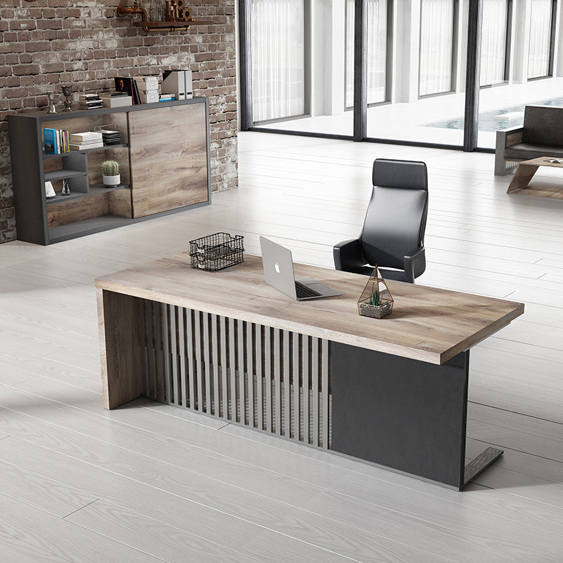 AFTAN Executive Desk with Pedestal & Right Mobile Return 180cm - Warm Oak & Black