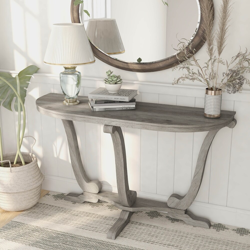 DH BASIC Farmhouse Vintage Grey Oak 48 inch Entryway Console Table by Denhour