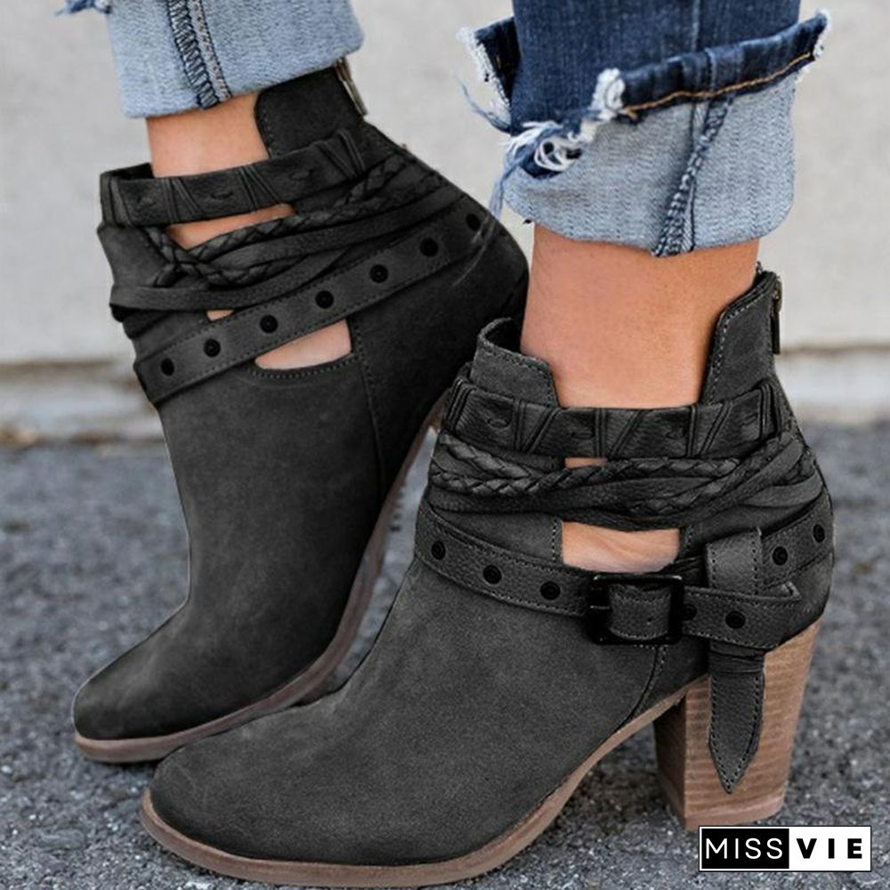 Winter Plain Buckle Boots