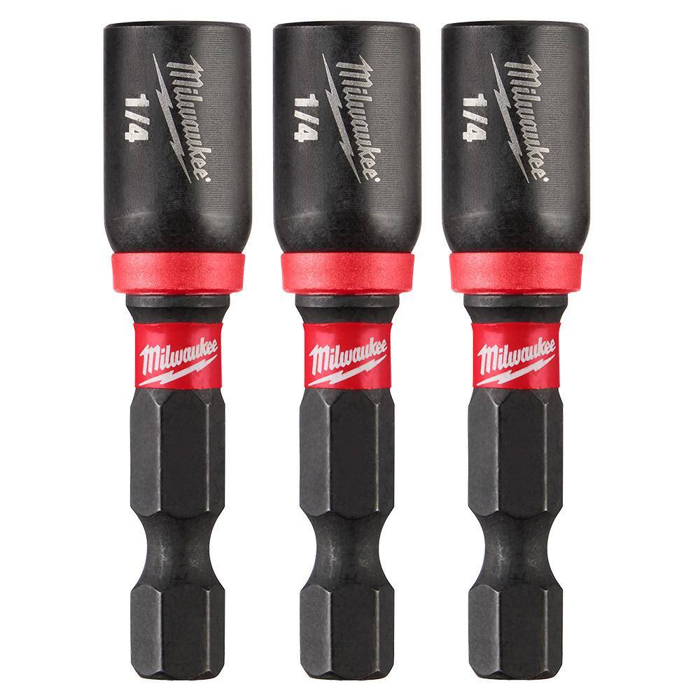 MW SHOCKWAVE Impact Duty 14 in. x 1-78 in. Alloy Steel Magnetic Nut Driver Bit (3-Pack) 49-66-4522