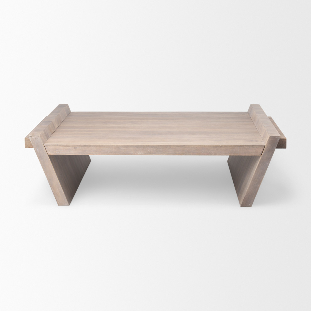 Elaine II Light Brown Solid Wood Coffee Table   Transitional   Coffee Tables   by Mercana  Houzz