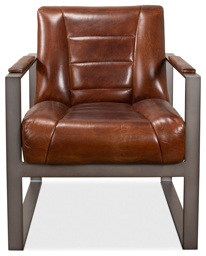 Stuttgart Leather Accent Chair Metal Frame   Contemporary   Armchairs And Accent Chairs   by Sideboards and Things  Houzz