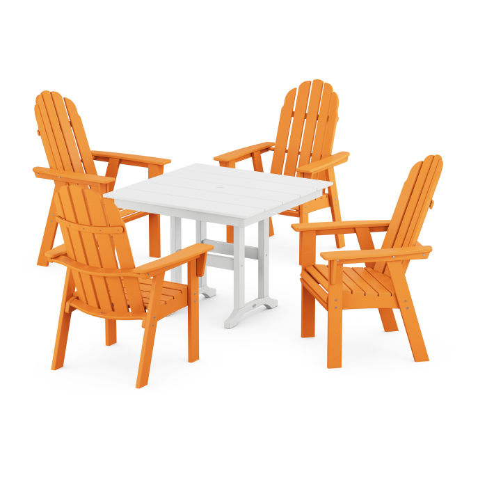 Polywood Vineyard Curveback Adirondack 5-Piece Farmhouse Dining Set PWS1165-1