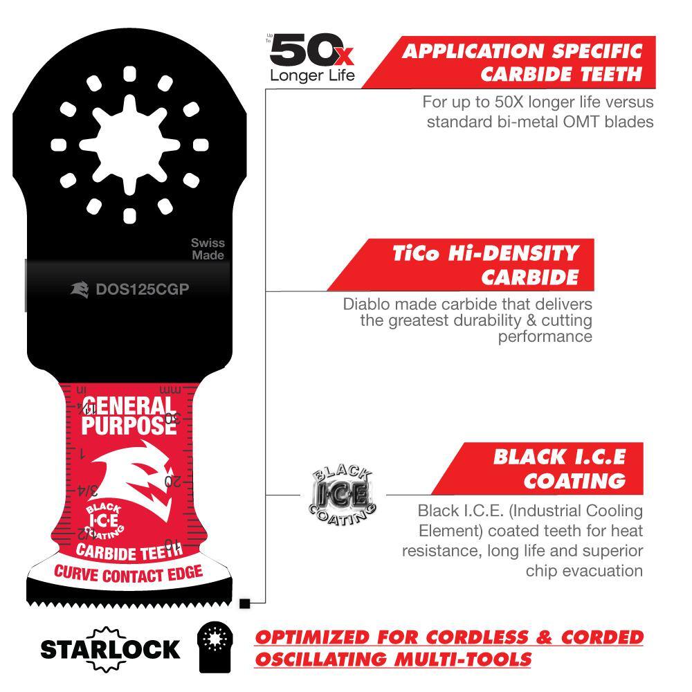 DIABLO 1-14 in. Starlock Carbide Oscillating Blades for General Purpose Cuts (3-Pack) DOS125CGP3